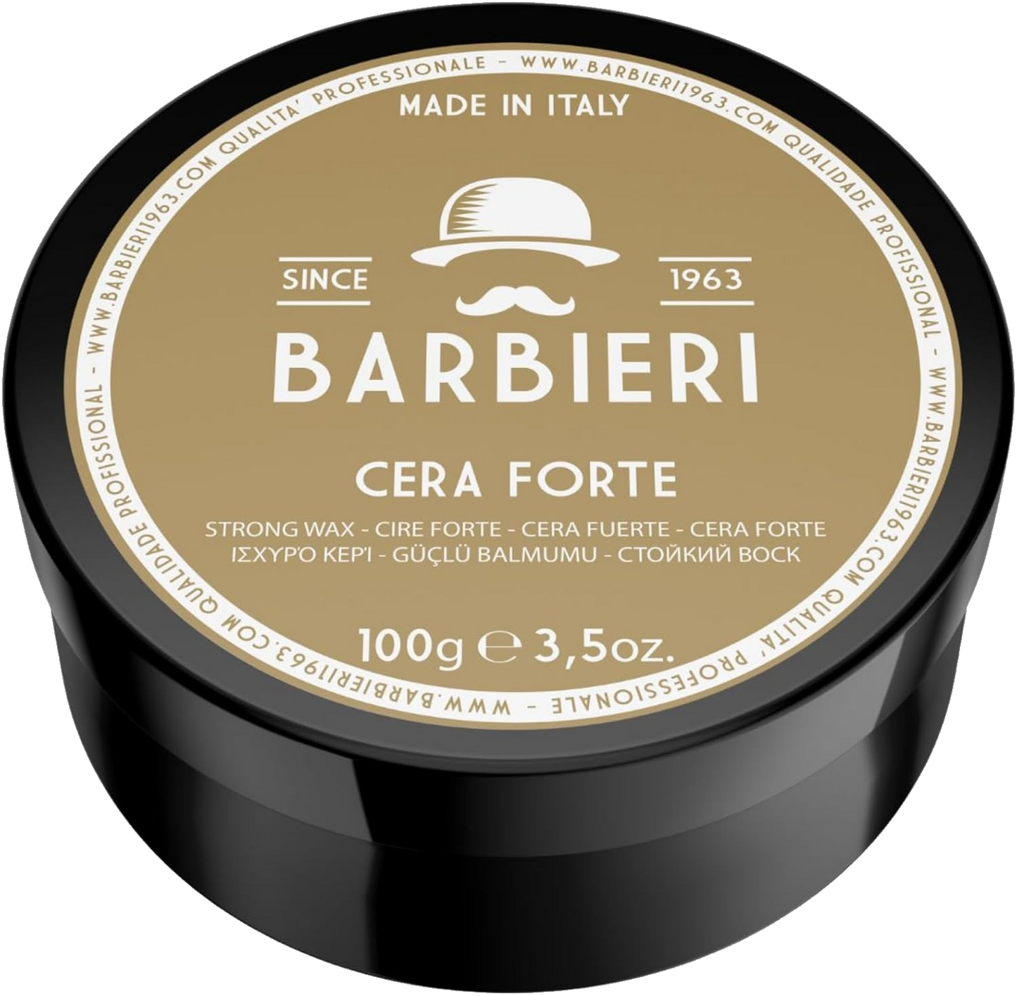 Cera Forte Capelli Professionale 100gr - Tenuta Estrema e Duratura - Effetto Lucido - Barbieri Since 1963 - Fragranza Marina e Salina unita al Mirto e Cedro - Uso Unisex Uomo e Donna - Made in Italy