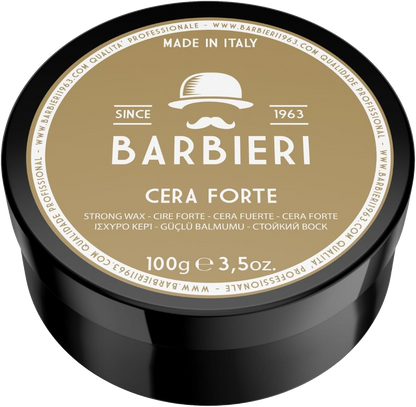 Cera Forte Capelli Professionale 100gr - Tenuta Estrema e Duratura - Effetto Lucido - Barbieri Since 1963 - Fragranza Marina e Salina unita al Mirto e Cedro - Uso Unisex Uomo e Donna - Made in Italy