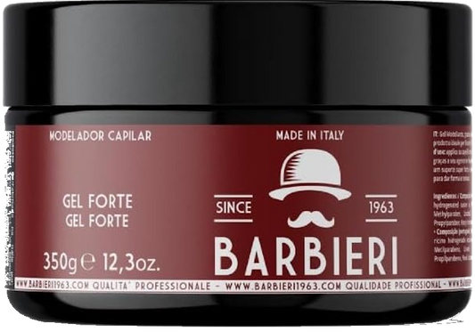 Gel Forte Capelli Professionale 350gr - Tenuta Super Forte e Duratura - Effetto Scolpito Senza Residui - Barbieri Since 1963 - Made in Italy
