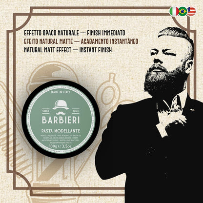 Cera Pasta Modellante Professionale 100gr - Effetto Opaco Naturale e Volumizzante - Argilla per Capelli – Barbieri Since 1963 - Fragranza Agrumata e Legnosa - Uso Unisex Uomo e Donna  Made in Italy