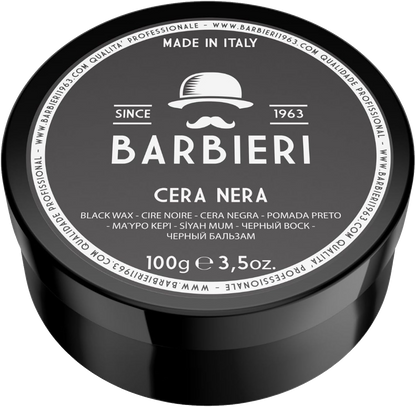 Cera Nera per Capelli 100gr - Black Wax con Carbone Vegetale - Maschera Capelli Bianchi e Grigi - Barbieri Since 1963 - Tenuta Morbida - Fragranza Speziata e Ambrata - Made in Italy