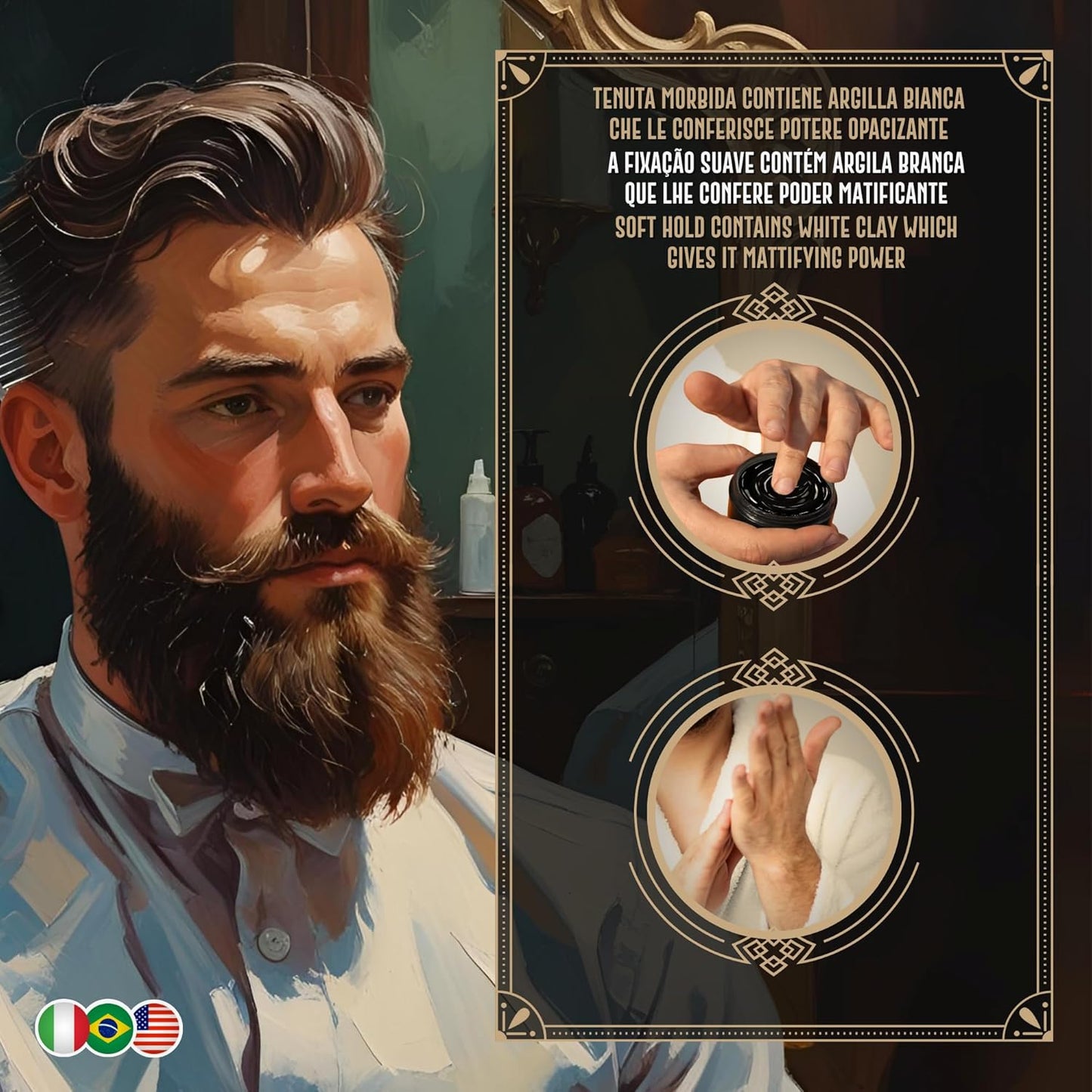 Cera Opaca Capelli Professionale 100gr - Con Argilla Bianca (Kaolin) - Effetto Naturale e Volumizzante - Barbieri Since 1963 - Fragranza Marina e Salina - Uso Unisex Uomo e Donna  Made in Italy