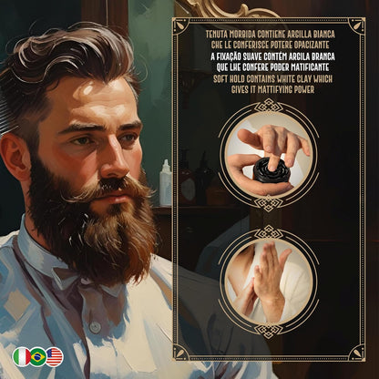 Cera Opaca Capelli Professionale 100gr - Con Argilla Bianca (Kaolin) - Effetto Naturale e Volumizzante - Barbieri Since 1963 - Fragranza Marina e Salina - Uso Unisex Uomo e Donna  Made in Italy